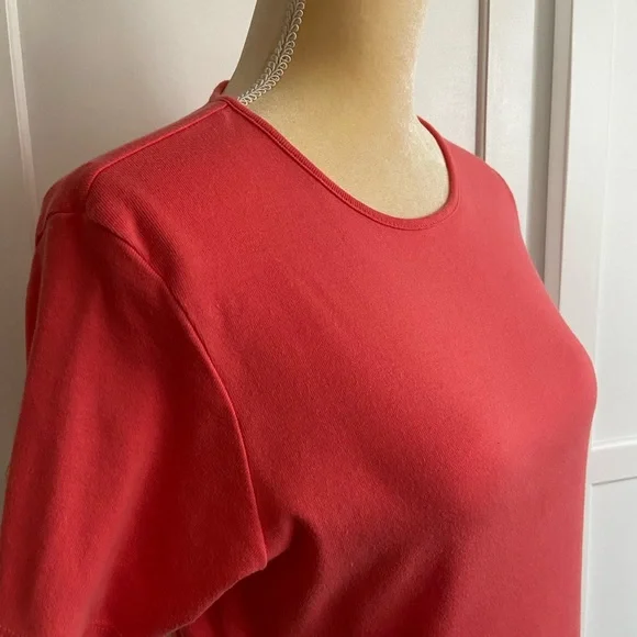 Solid Coral Top 100% Cotton Size L - Picture 2 of 6